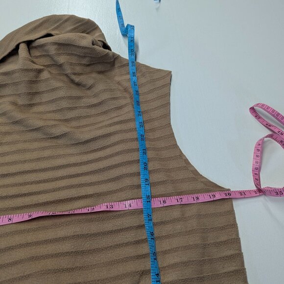 NWT Le Moda Size *S-L Camel Colored Sleeveless Open Cardigan Asymmetrical - Picture 12 of 16